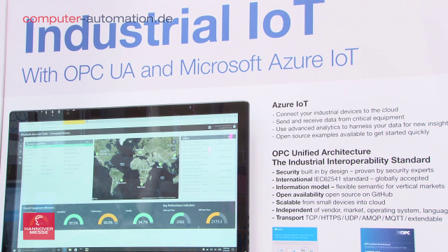 Warum unterstützt Microsoft mit der Azure Cloud die OPC-UA-Aktivitäten? Erich Barnstedt, Principal Software Engineer Lead Azure IoT bei Microsoft, erläutert auf der Hannover Messe 2017 den Nutzen der OPC-UA-Unterstützung für den Anwender.